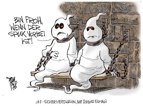 Franreichs innenminister christophe castaner will dabei nichts dem zufall überlassen und kündigt eine harte linie an. G7-Gipfel 15-05-26 rgb - Janson-Karikatur