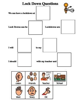Lockdown picture for classroom / therapy use. LOCK DOWN: Emergency Drill Social Narrative & Qs by Oh So ...
