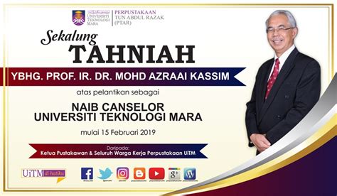 Marraskuuta 2019 bertempat di dewan besar uitm cawangan. Ucapan Tahniah dan Selamat Berkhidmat Naib Canselor UiTM ...