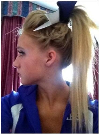 Since your hair is sleek and manageable, you can play around with different create one of these messy updos and their flirtiness will make your look super cute and stylish. really cute cheer hair | Cheerleading hairstyles, Cheer ...