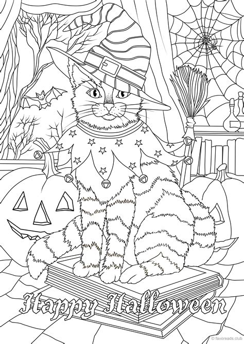 Discover all our printable coloring pages for adults, to print or download for free ! Holiday Freebie - Halloween Cat - Printable Adult Coloring ...