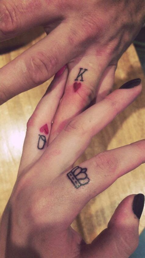 The marital phrase until death do us part can be translated into art through matching skull tattoos. Tattoo Small Couple Fingers 47 New Ideas | Finger tattoos ...