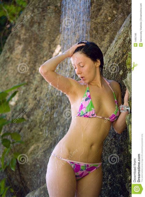 Secret hidden cam of my ex girlfriend. Girl In The Outdoor Shower Royalty Free Stock Photos ...