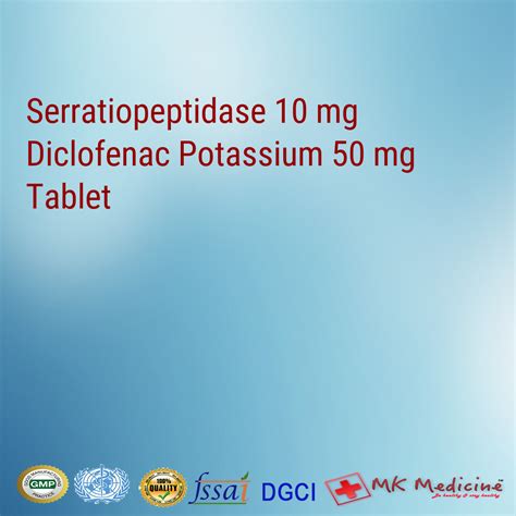 Our cataflam (diclofenac potassium) side effects drug center provides a comprehensive view of available drug information on the potential side effects when taking this medication. Serratiopeptidase 10 mg Diclofenac Potassium 50 mg Tablet