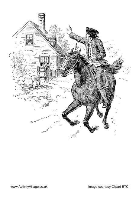 Boston tea party and paul revere's. Paul Reveres Ride Colouring Page | Paul revere's ride, Us ...