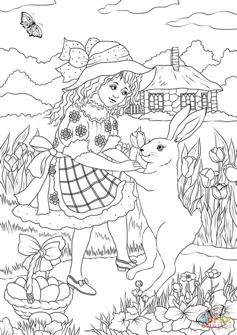 House colouring pages colouring pics coloring book pages printable coloring pages small luxury homes free adult coloring pages free coloring house. A Girl in a Victorian Dress is Dancing with a Rabbit ...