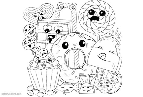 Drucken sie sie alle kostenlos aus. Cute Food Coloring Pages Happy Cartoon Dessert - Free ...