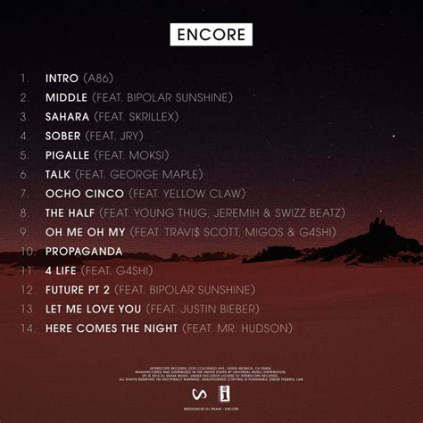 Discover more music, concerts, videos, and pictures with the largest catalogue online at last.fm. DJ Snake "Encore" (Official Album Tracklist) | Genius
