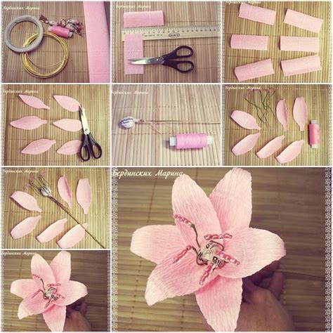 This origami flower works best with crisp, thin origami paper. How to make Gentle Lily Flowers DIY tutorial instructions ...