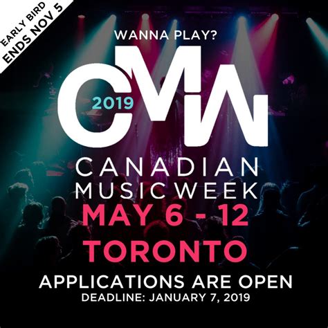 Special thanks to v strategies who donated the video production and steinway pianos of calgary who. Showcase at Canadian Music Week 2019! Applications are Now Open! |2019 Canadian Music Week May 6 ...