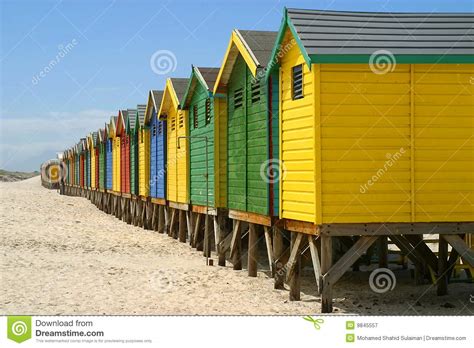 The south african city of cape town is reputed to have some of the most illustrious beaches in the world. Changing Cabins On Beach Front Stock Image - Image of ...