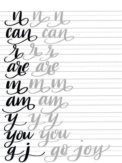 First tracing from the guide sheet and then freehand using the 1 inch lines and referring to. Modern Calligraphy Practice Sheets Printable Free | Free ...