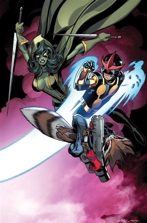 What if nasa had to land man on the moon long before 1969? Nova Vs. Gamora & Rocket Raccoon by Ed McGuinness | Marvel ...