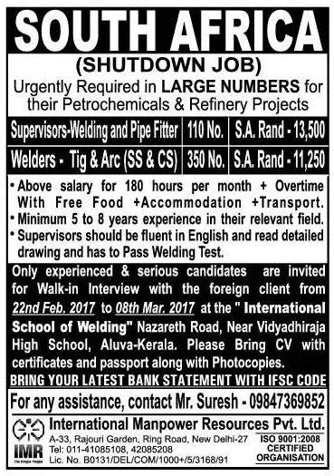 People with phd qualifications and degree holders, take second position after masters. Shutdown Job :: SOUTH AFRICA :: Urgently Required | Job ...