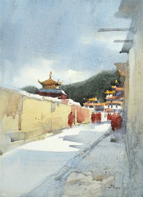 Watercolor architecture watercolor landscape paintings watercolor artists abstract watercolor abstract art barnett newman alex colville andrew wyeth armin. Jasmine Huang, 【夏河拉卜楞寺 /Labrang Monastery】 38x28 cm ...