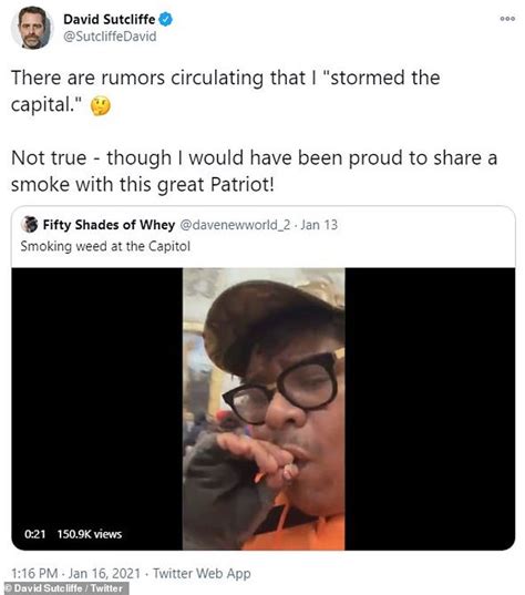 In another video titled the capitol rotunda doobie smoker explains why he did it, gonzalez was asked why he was smoking weed in the capitol, to which he responded in part, freedom, the complaint said. Gilmore Girls David Sutcliffe denies being at the Capitol riots, calling the rumors 'not true ...