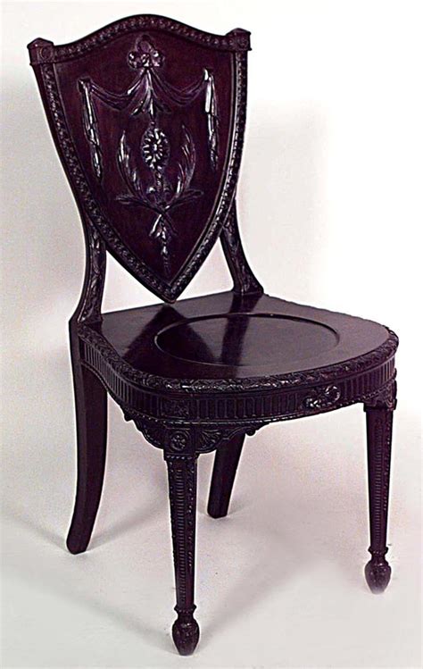 Mahogany kitchen & dining room chairs : Pair of 19th c. English Adam Style Carved Mahogany Hall ...