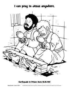 Free printable coloring sheets of paul and silas with and without scripture. Paul And Silas In Jail Coloring Page | Sunday school ...