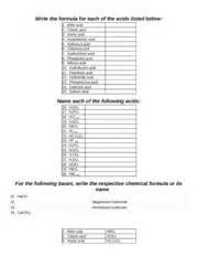 Fatty acids are either called by their systematic names according to the iupac (international union of pure another systematic way of naming fatty acids would be a shorthand nomenclature which has. Acid Nomenclature Worksheet Name - Write the formula for ...