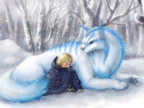 Anime loup mignon et kawai (couleur dominante: Anime girl and white wolf - Other & Anime Background ...