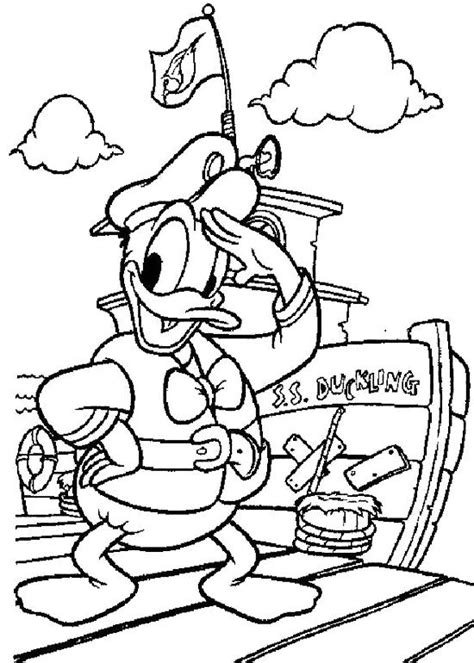 Donald duck coloring pages for kids for free. Captain Donald Duck Coloring Page | Disney coloring pages ...