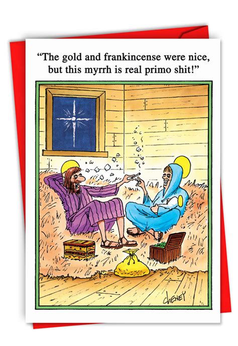 Sa pagbibiro't pipiliting maging seryo. Gold & Frankincense Cartoon Christmas Card