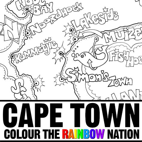 Download or print for children, 100 images. Cape Town: Cape Peninsula Illustrated Map Coloring Pages ...