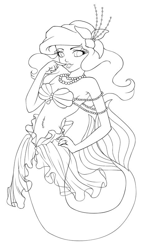 You can use our amazing online tool to color and edit the following free printable mermaid coloring pages. Fancy_Ariel_lineart_by_ESV | Mermaid coloring pages ...