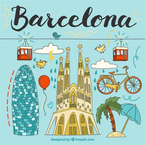 Tourist map of barcelona, spain. Premium Vector | Illustrated barcelona elements