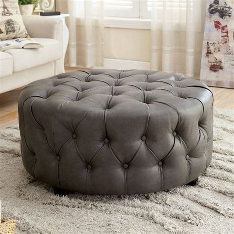 Made from solid wood, this storage ottoman bench is suitable for storage, seating or use as a coffee table. Found it at AllModern - Bowie Leather Tufted Round Ottoman ...