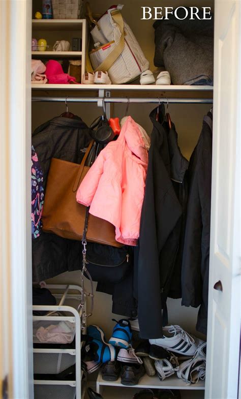 The hooks were the most expensive part and you can always cut back on that by using less expensive hooks or other things you have on hand (old knobs, hooks, etc…). Turn a Coat Closet into a Mini Mudroom - The DIY Hubs