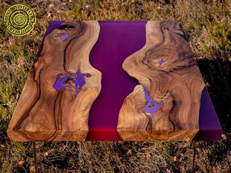 A neutral, black finish allows this piece to easily complement your home's decor. Deep purple resin coffee table with glowing resin in 2020 ...