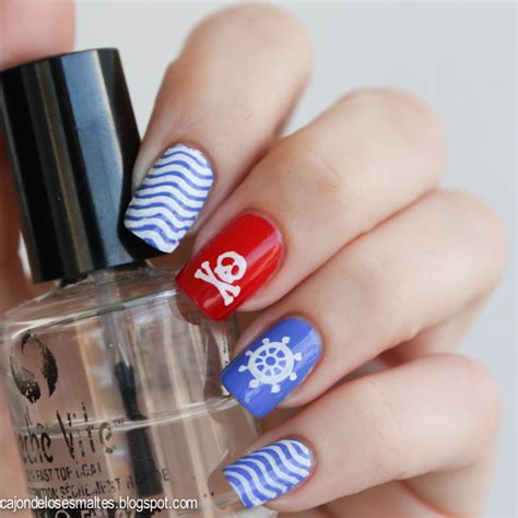 Tambien uñas decoradas hechas por mi :3. Nail art uñas nauticas - Sally Hansen Pacific Blue | Cajon ...