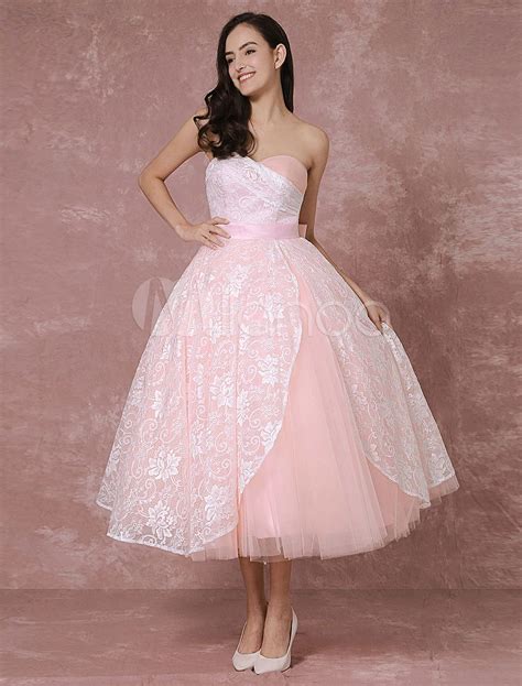 Blush wedding dress by white by vera wang at david's bridal. Blush Wedding Dress Short Lace Bridal Gown Pink Ball Gown ...
