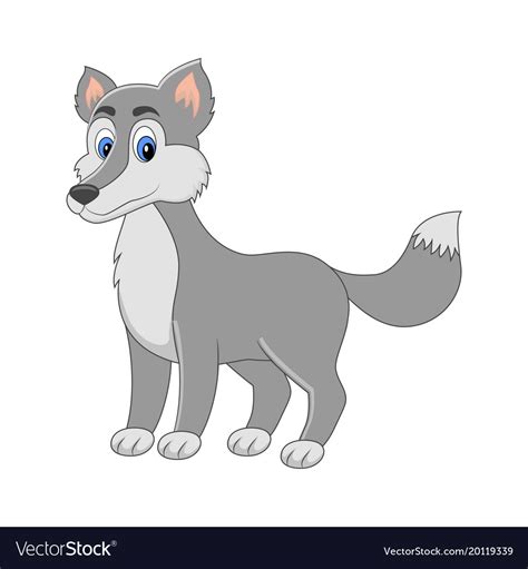 Peter daydreams of hunting and catching the wolf, and for that purpose exits the garden carrying a wooden pop gun. Cute cartoon wolf arctic animal isolate Royalty Free Vector