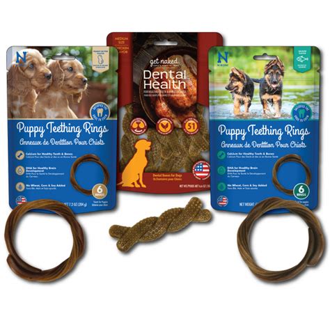 Specially formulated to be soft and pliable, our delicious treats will soothe your. N-Bone Puppy Teething Rings & Get Naked Dental Health ...