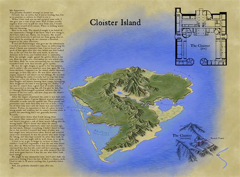 A fantasy map is type of map design that is a visual representation of an imaginary or fictional geography. Award Winner: Cloister Island by XianPryde on DeviantArt