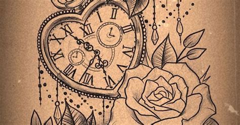 These creations are common in black and white, but metallic enjoyable tattoo. Tatto Ideas 2017 - heart shaped pocket watch and roses ...