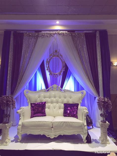 Maybe you would like to learn more about one of these? Purple-Gold-Silver-White backdrop | Purple and silver wedding, Purple and gold wedding, White ...