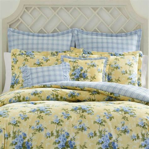 The madelynn bonus comforter set features antique rose and sweet pink floral motifs on a soft seafoam green cotton ground. Laura Ashley Cassidy Pastel Reversible Comforter Set ...