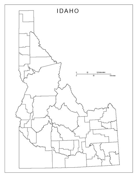 There are 390 county subdivisions in alabama. Laminated Map - Blank county Map of Idaho Poster 24 x 36 ...