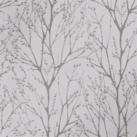 Shimmer Tree Wallpaper Soft Grey, Silver - Wallpaper from I Love ...