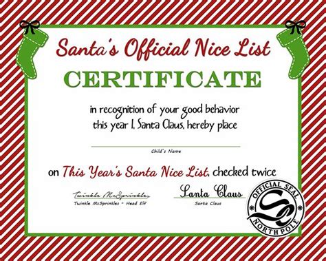 Santas nice list certificate christmas christmas santa. Saving 4 A Sunny Day: Santa's Nice List Certificate (With ...