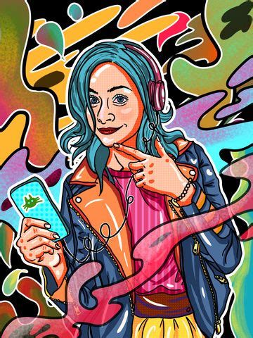 Wallpaperjam best hd wallpapers, images and backgrounds for your pc desktop, phone and tablet screens. Mobile Candy Color Listening Music Headphones Wild Punk Girl Strip Phone Scene Illustration ...