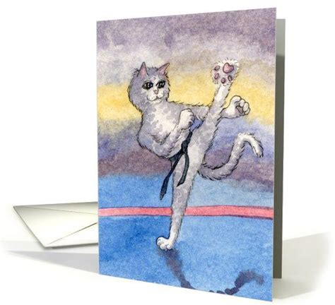 Test times tables, division, shapes, fractions, addition, subtraction and more! Karate cat ready for anything card | Cats, Greeting card ...