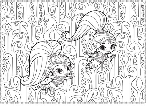 Shimmer shine coloring pages at getdrawings com free for personal. Раскраска Шиммер и Шайн с узором - Раскраски Шиммер и Шайн ...