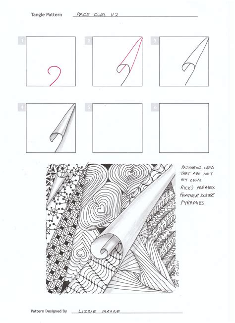 Page Curl V2 in 2020 | Zentangle patterns, Zentangle ...