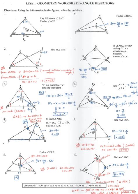 In this worksheet, we will practice constructing angles and angle bisectors using rulers and. Angle Bisector Worksheet Answer Key | db-excel.com