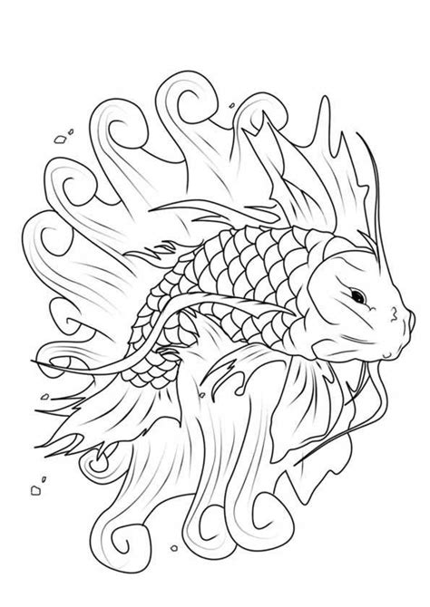 These koi fish coloring sheets will help your kid use a number of colors to color one object since koi fish comprises of a variety of shades of color. print coloring image - MomJunction #colorsofkoifish | Koi ...