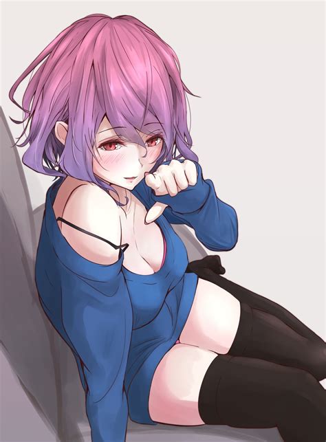 Rock and roll with this amazing casual. Wallpaper : illustration, anime girls, short hair, purple ...